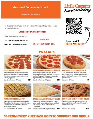 Pizza fundraiser catalog