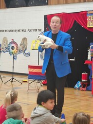 Steve Harmer holding a rabbit